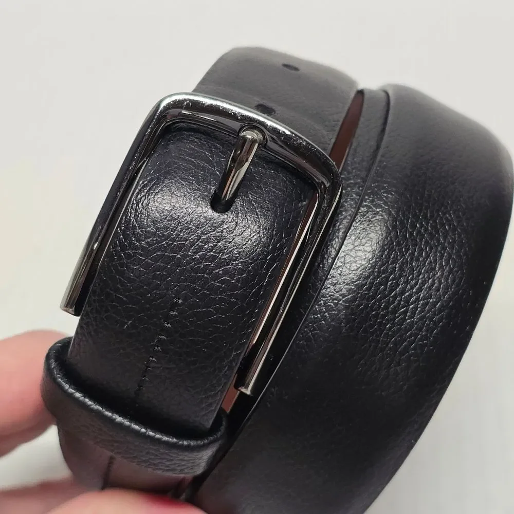 PERRY ELLIS Black Leather Classic Dress Belt 38